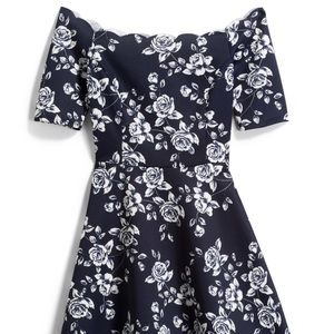 Off The Shoulder Scallop Neckline Ponte Dress